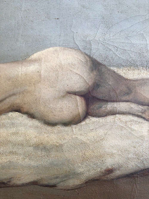 Dipinto su tela - Nudo con pelle d'orso bianco 1930 circa