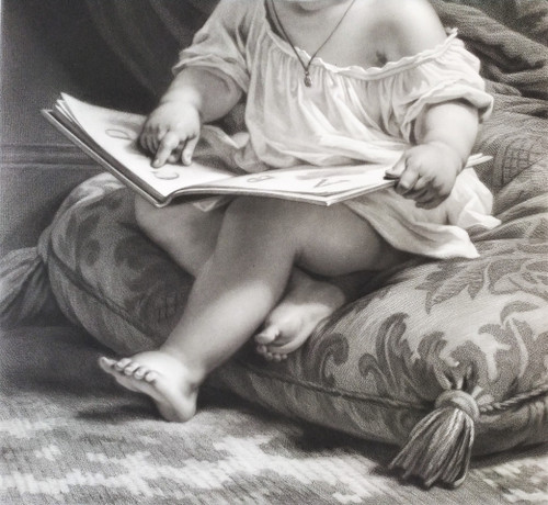 Etching The Child Portrait Study 19th Century Engraving By Jouanin After Holfeld Print