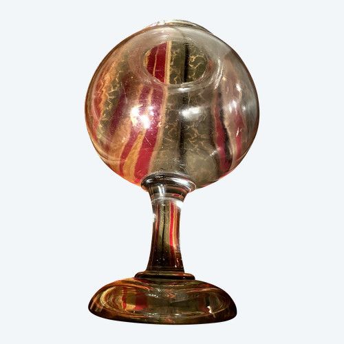 Very large leech jar on shower stand in blown glass from the 18th century south of France