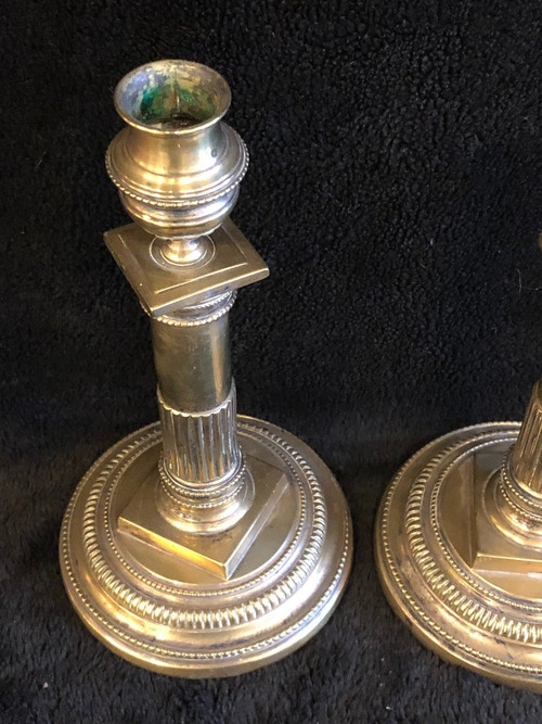 Pair Of Bronze Candlesticks From The 18th Century
