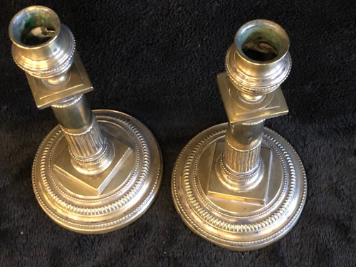 Pair Of Bronze Candlesticks From The 18th Century
