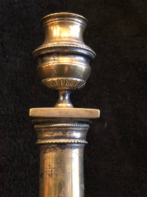 Pair Of Bronze Candlesticks From The 18th Century