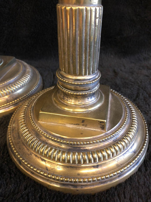Pair Of Bronze Candlesticks From The 18th Century