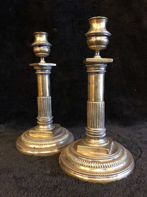 Pair Of Bronze Candlesticks From The 18th Century