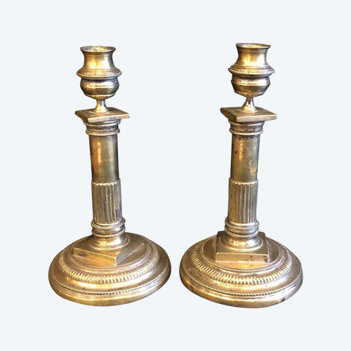 Pair Of Bronze Candlesticks From The 18th Century