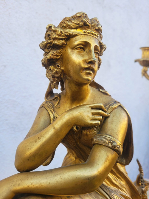 Picard, Muse de la musique, Garniture, bronze doré, XIXème Siècle