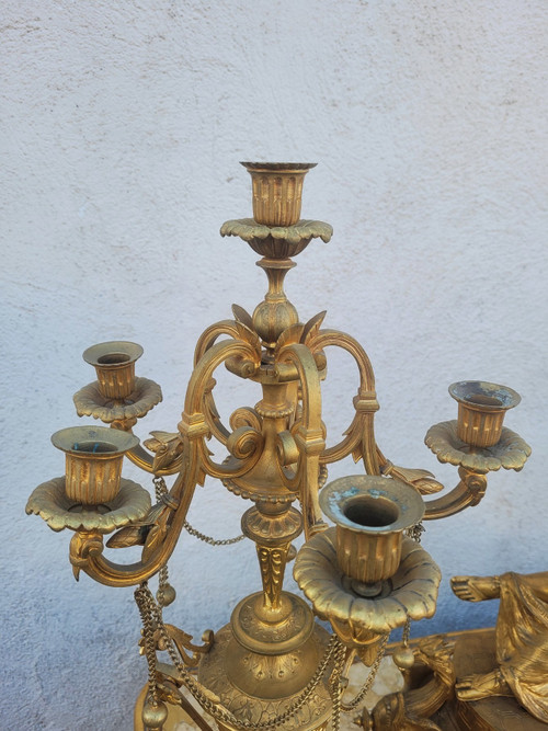 Picard, Muse de la musique, Garniture, bronze doré, XIXème Siècle
