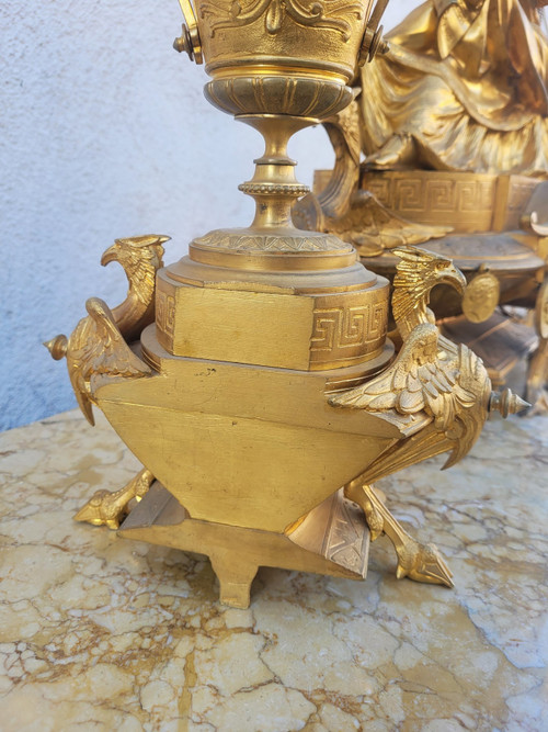 Picard, Muse de la musique, Garniture, bronze doré, XIXème Siècle
