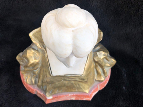 Büste Frau Epoche Jugendstil Vergoldete Bronze Und Marmor