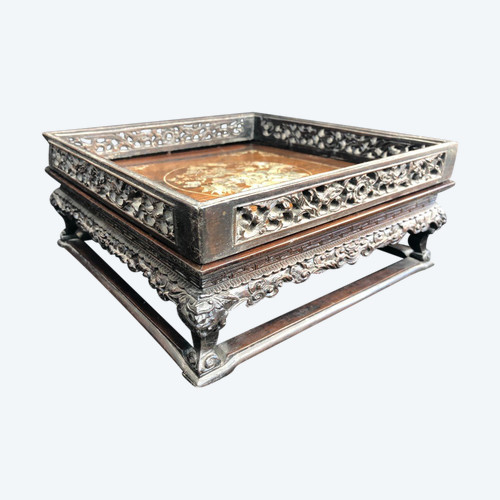 Scholar's Table Or Wooden Tray Inlaid With Mother-of-pearl Indochina 19th