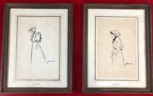 Jean-louis Forain (1852-1931) Due disegni a inchiostro di china