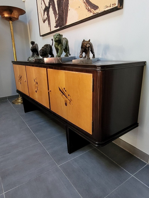 *Offre spéciale  *Sideboard - Exotic Wood Marquetry Bar, 1960s