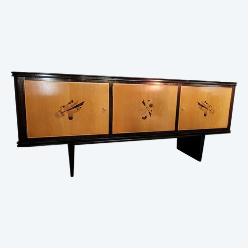 Sideboard – Bar mit Intarsien aus exotischem Holz, 1960er Jahre