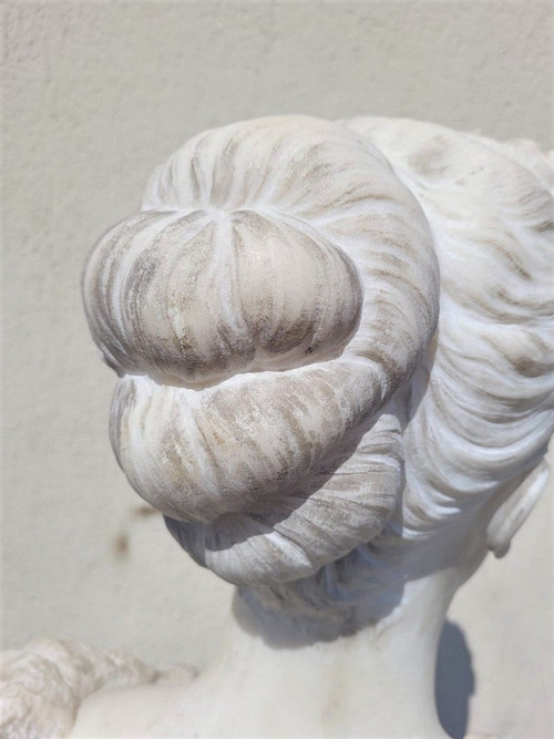 *Offre spéciale  *Busto di dama, marmo bianco firmato Waldo Story, Roma 1894