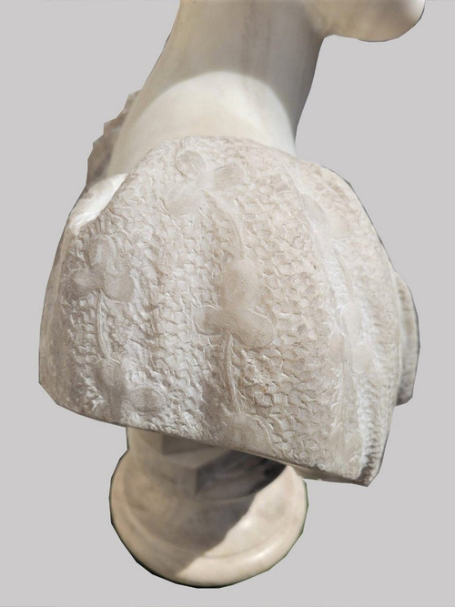 *Offre spéciale  *Busto di dama, marmo bianco firmato Waldo Story, Roma 1894