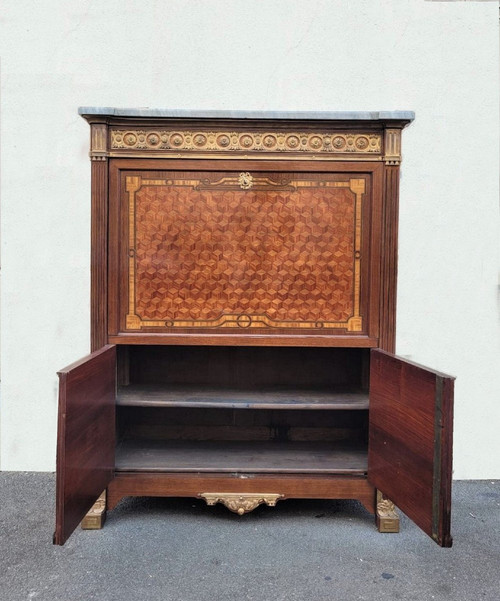 *Offre spéciale  *Grande Secretaire con ribalta in intarsio, fine XIX secolo