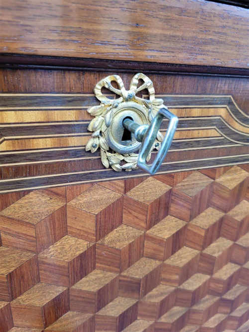 *Offre spéciale  *Grande Secretaire con ribalta in intarsio, fine XIX secolo