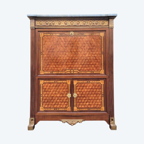 *Offre spéciale  *Grande Secretaire con ribalta in intarsio, fine XIX secolo