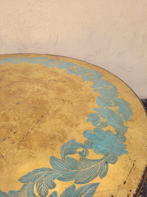 *Offre spéciale*Table Basse En Bois Et Verre églomisé, Art Déco, XXème Siècle