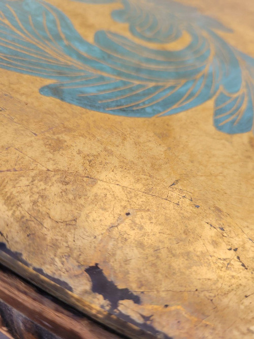 *Offre spéciale*Table Basse En Bois Et Verre églomisé, Art Déco, XXème Siècle