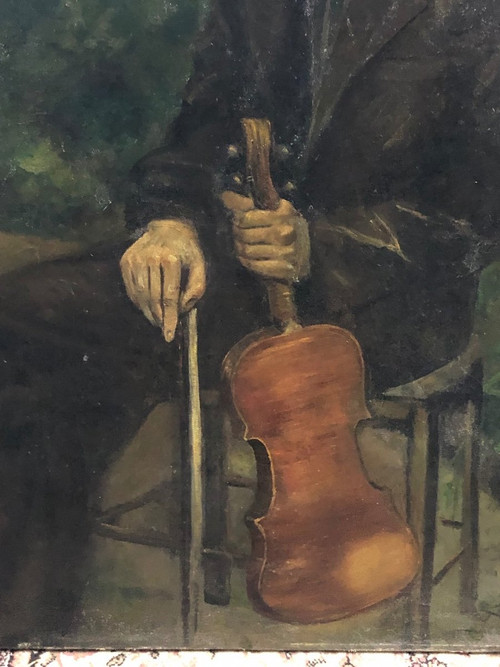Important Portrait Of A Young Violinist - Oil On Canvas 1937 H 119cm