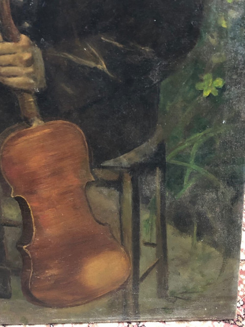 Important Portrait Of A Young Violinist - Oil On Canvas 1937 H 119cm