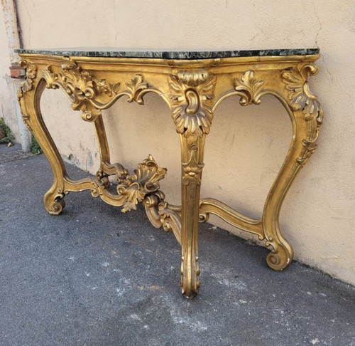 Console En Bois Doré De Style Louis XV, XIXème Siècle