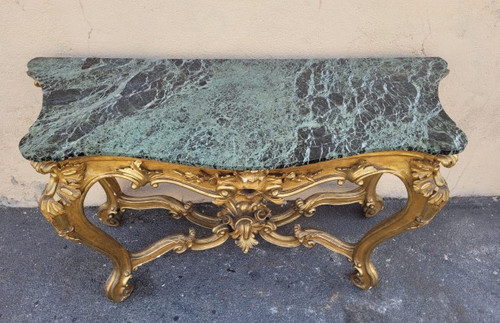 Console En Bois Doré De Style Louis XV, XIXème Siècle