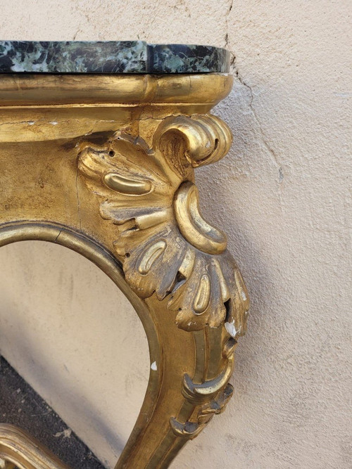Console En Bois Doré De Style Louis XV, XIXème Siècle