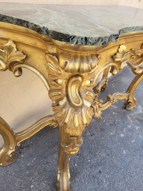 Console En Bois Doré De Style Louis XV, XIXème Siècle