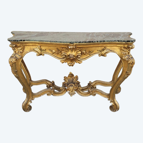 Console En Bois Doré De Style Louis XV, XIXème Siècle