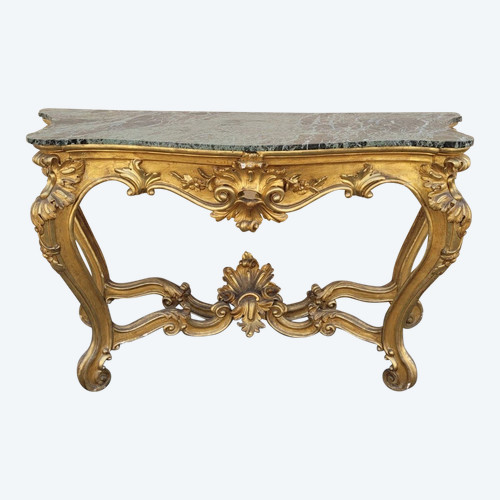 Goldene Holzkonsole im Louis XV-Stil, 19. Jahrhundert