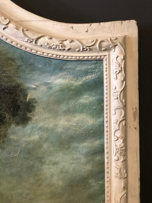 Gallant Scene - Large 18th Century Woodwork Painting