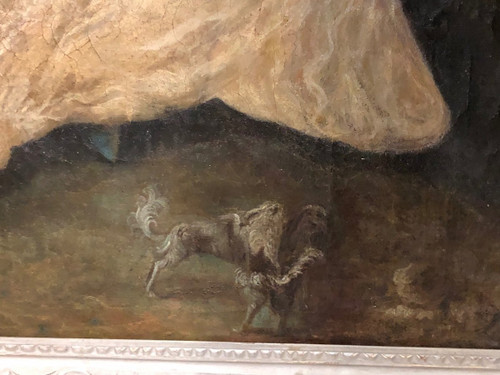 Gallant Scene - Large 18th Century Woodwork Painting