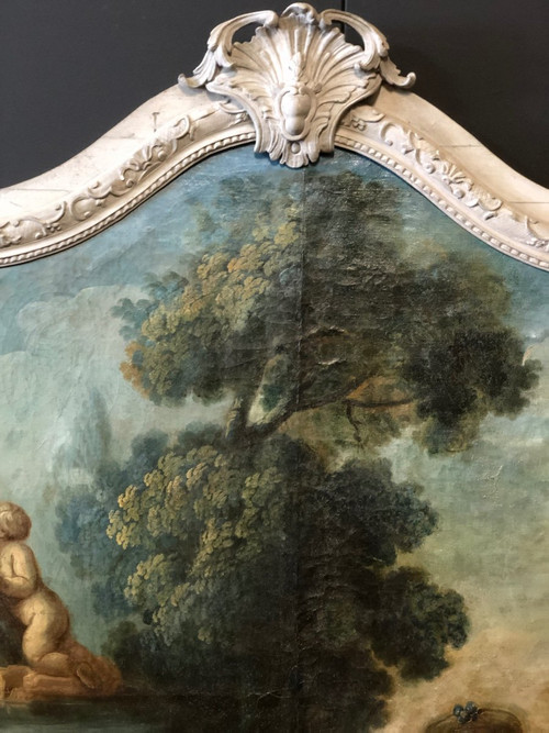 Gallant Scene - Large 18th Century Woodwork Painting