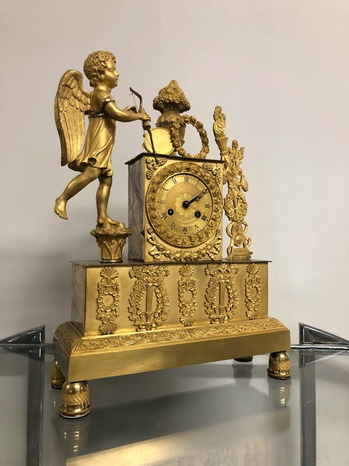 Pendule En Bronze Doré époque Empire Restauration