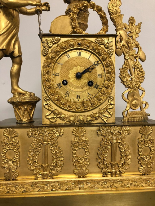 Pendule En Bronze Doré époque Empire Restauration