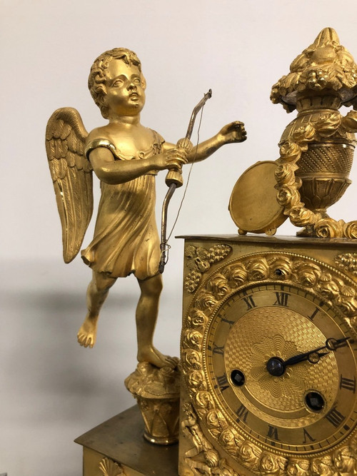 Pendule En Bronze Doré époque Empire Restauration