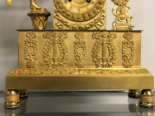 Pendule En Bronze Doré époque Empire Restauration