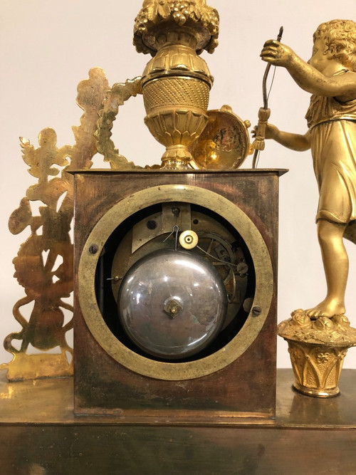 Pendule En Bronze Doré époque Empire Restauration
