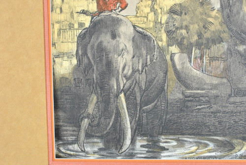 P Jouve, Angkor Vat,  Lithographie Encadrée, XXème Siècle