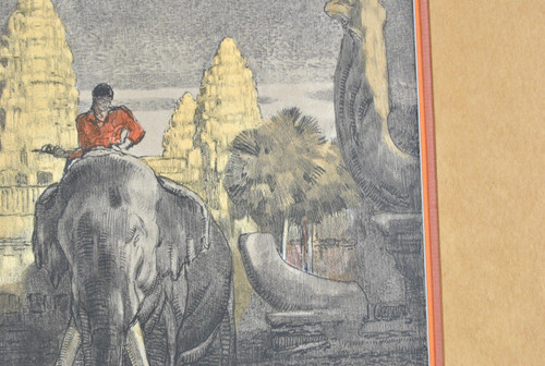 P Jouve, Angkor Vat,  Lithographie Encadrée, XXème Siècle