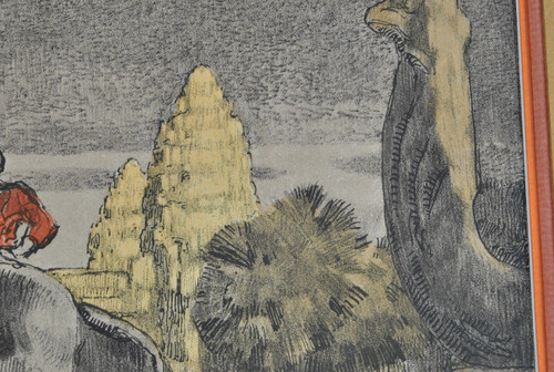 P Jouve, Angkor Vat,  Lithographie Encadrée, XXème Siècle