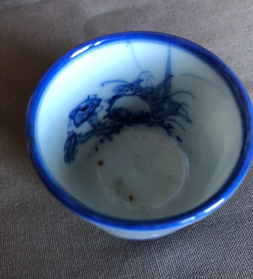 Pinseltopf – Kalligraphie – Blaues und weißes vietnamesisches Porzellan, 19. Jahrhundert