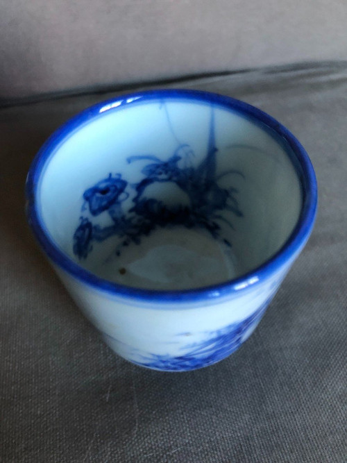 Pinseltopf – Kalligraphie – Blaues und weißes vietnamesisches Porzellan, 19. Jahrhundert