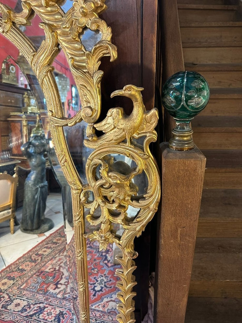 IMPORTANT MIROIR A PARCLOSES DE STYLE REGENCE EPOQUE NAPOLEON III