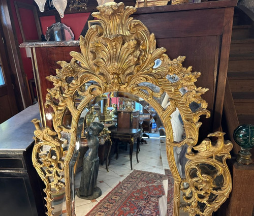 IMPORTANT MIROIR A PARCLOSES DE STYLE REGENCE EPOQUE NAPOLEON III