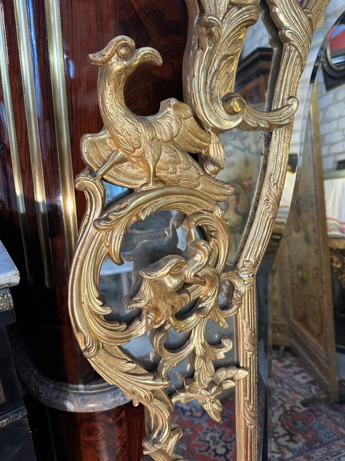 IMPORTANT MIROIR A PARCLOSES DE STYLE REGENCE EPOQUE NAPOLEON III