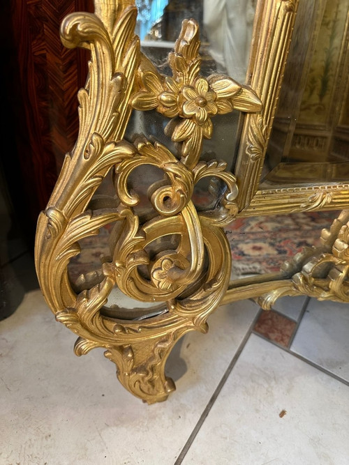 IMPORTANT MIROIR A PARCLOSES DE STYLE REGENCE EPOQUE NAPOLEON III