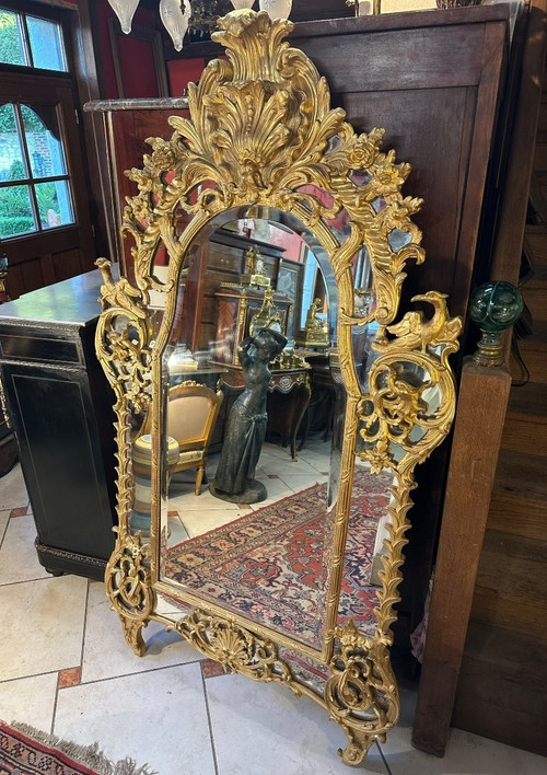 IMPORTANT MIROIR A PARCLOSES DE STYLE REGENCE EPOQUE NAPOLEON III